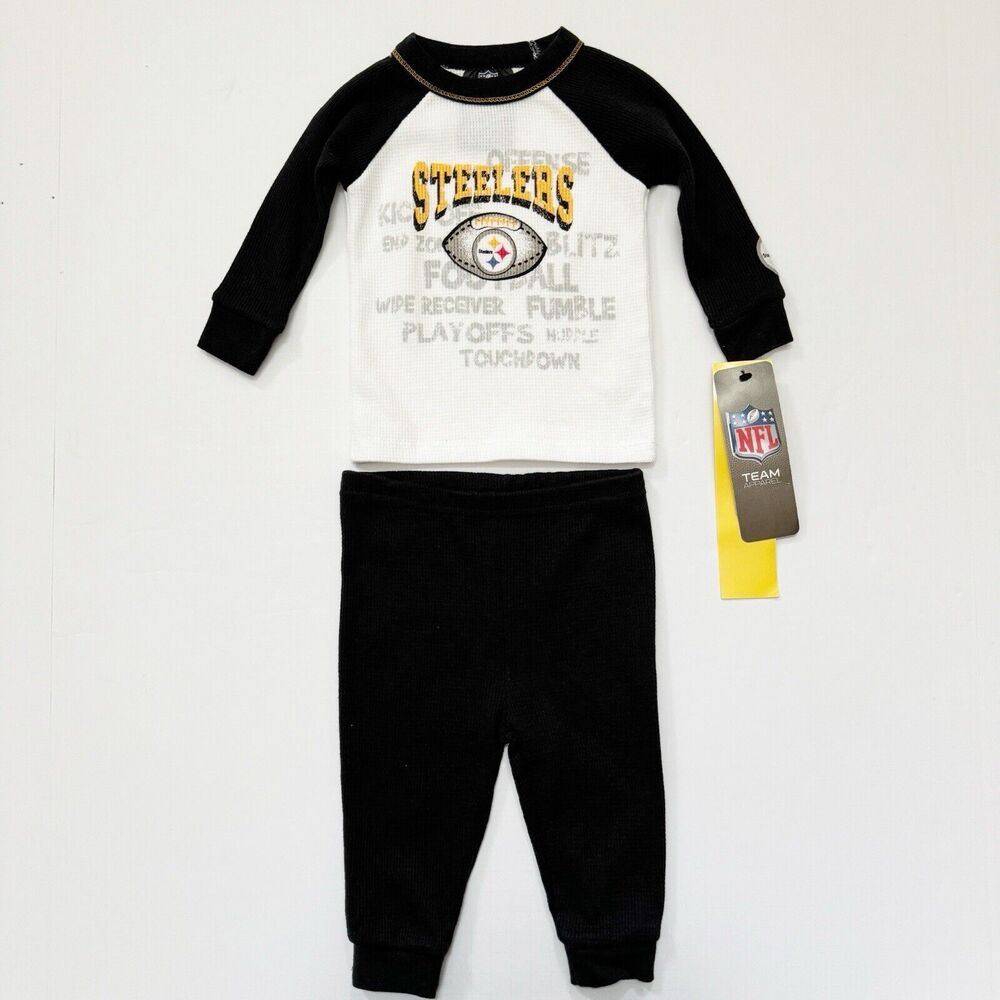 Pittsburgh Steelers NFL Baby Long Sleeve Pants 2 PC Thermal Pajama Set NWT 6M
